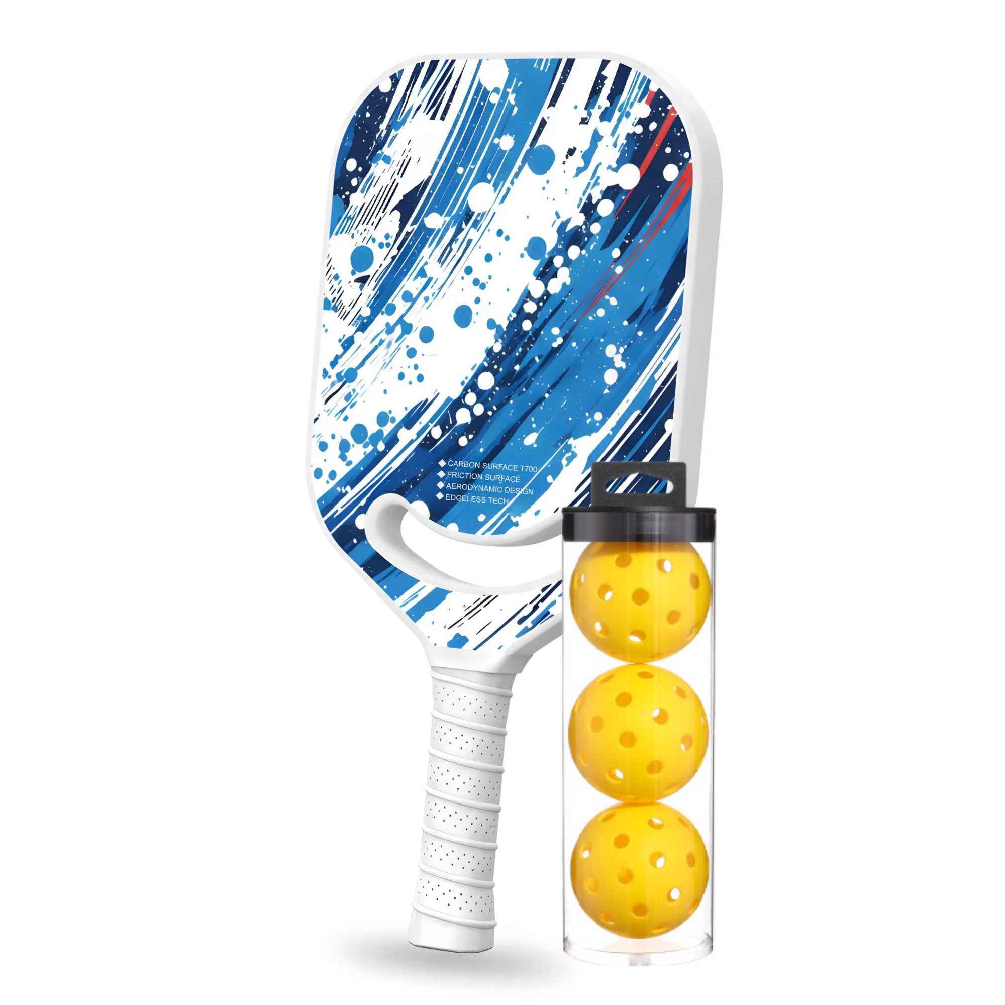 Sky Phantom - T700 Carbon Fiber Pickleball Paddle - 16mm - Thermoformed - 3 Balls Incl.