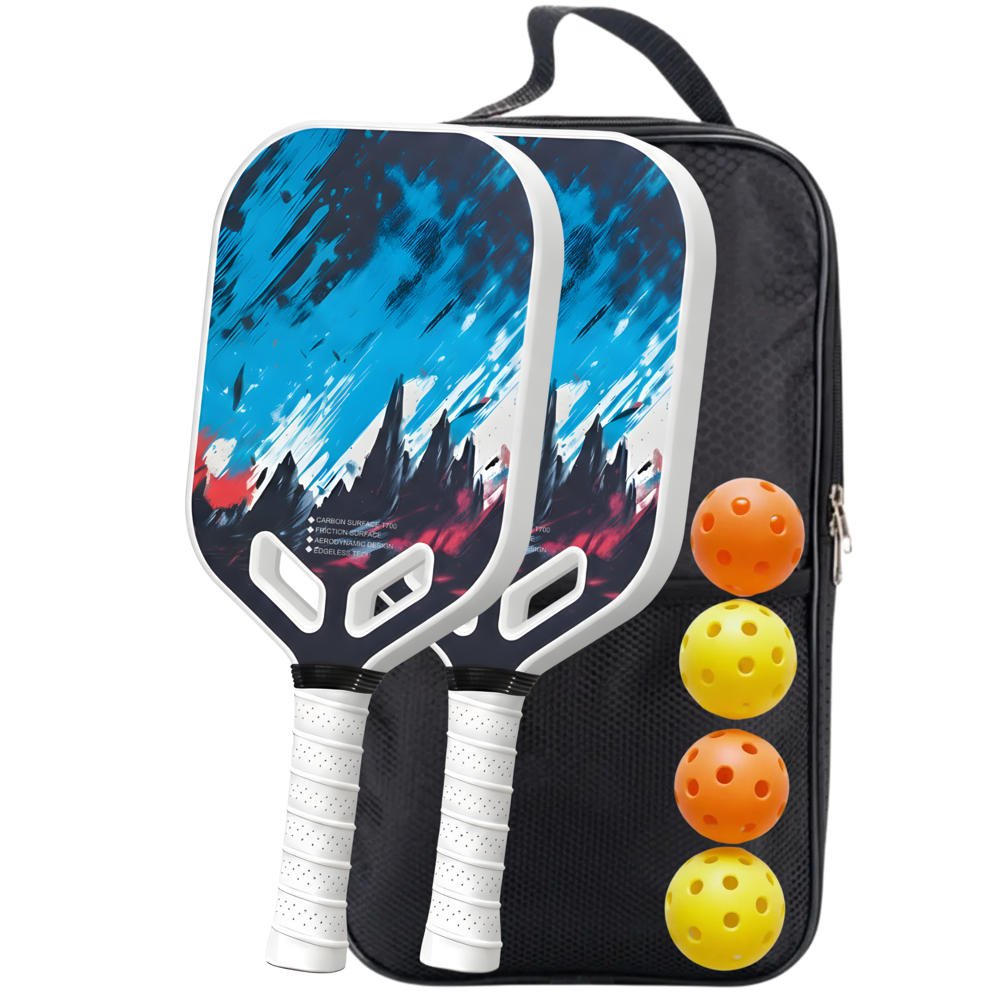 Midnight Phantom - T700 Carbon Fiber Pickleball Paddle - 16mm - Thermoformed (bundle)