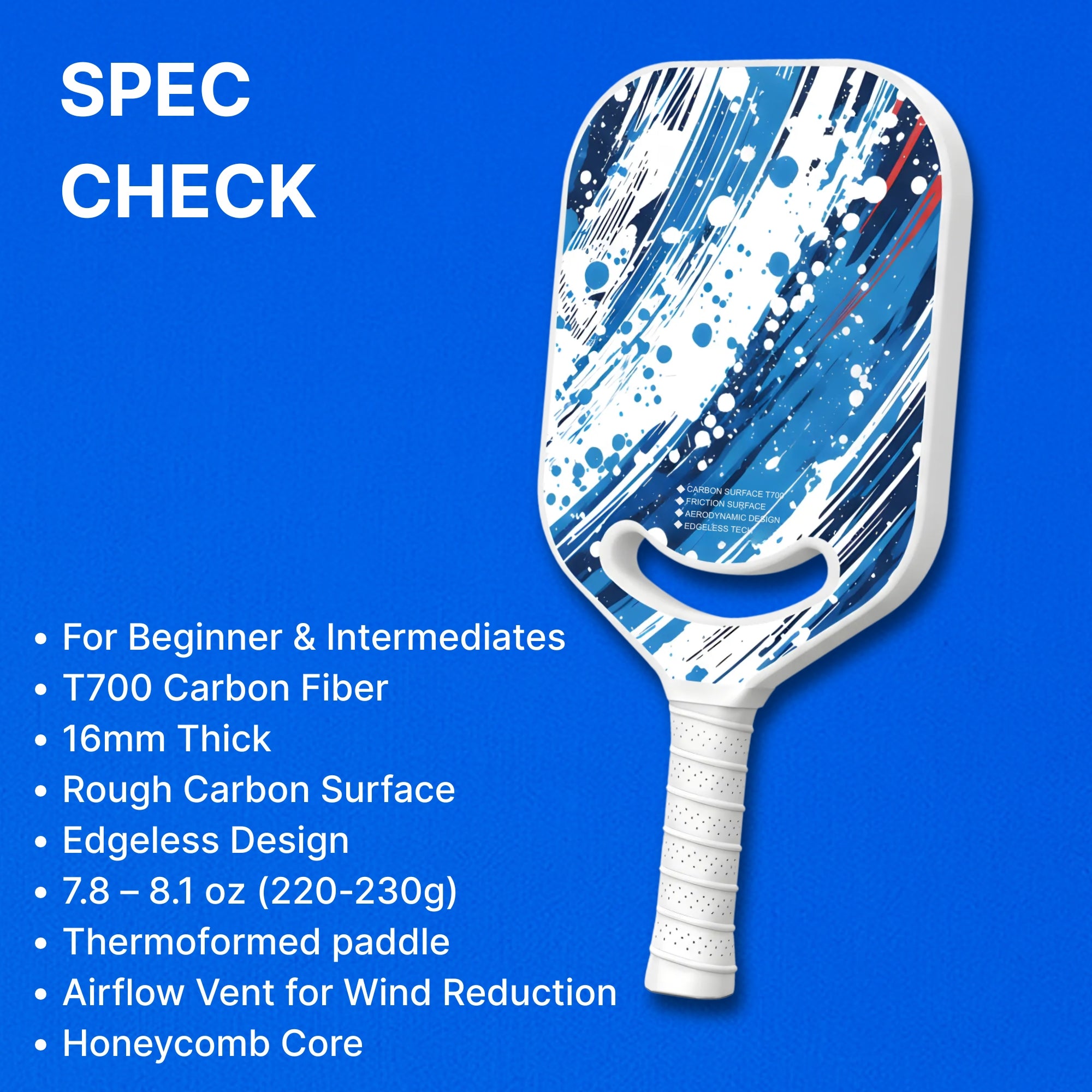 Sky Phantom - T700 Carbon Fiber Pickleball Paddle - 16mm - Thermoformed